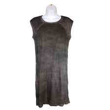 Helmut Lang Dress S Womens Gray Short Sheath Sleeveless Crew Neck Cotton Solid