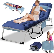 SLSY Folding Bed Tanning Chair with Face Hole Lounge Chair Mattress 5-Position