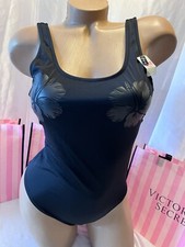 Victorias Secret PINK Swimsuit One Piece Flower Black Small