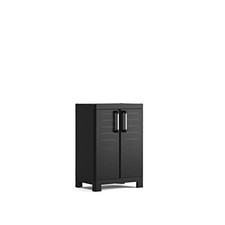 Keter Bas Noir Armoire à 2 étagères réglables réalisée en résine Detroit Basse 6