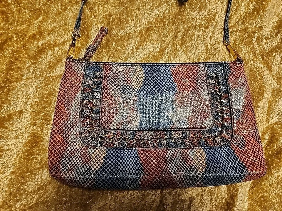 Aimee Kestenberg Blue Snake Skin Print Leather Strap Clutch Bag - Image 2 of 4