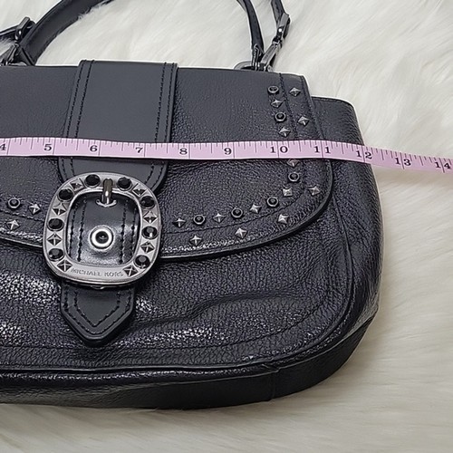 Neu, Michael Kors Viola Nieten Klappe Messenger Umhängetasche in Schwarz - Bild 12 von 12