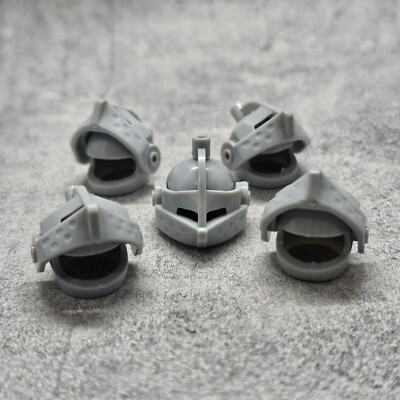 5pack Light Gray Knight Helmet w/ Visor Accessory for Block Minifigs Gb6tk19