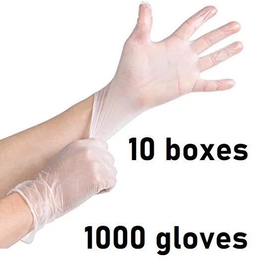 UFI 10x 100 (10 Boxes/1 Case/1000 Gloves) of NEW CGClear Powder Free Vinyl Gloves