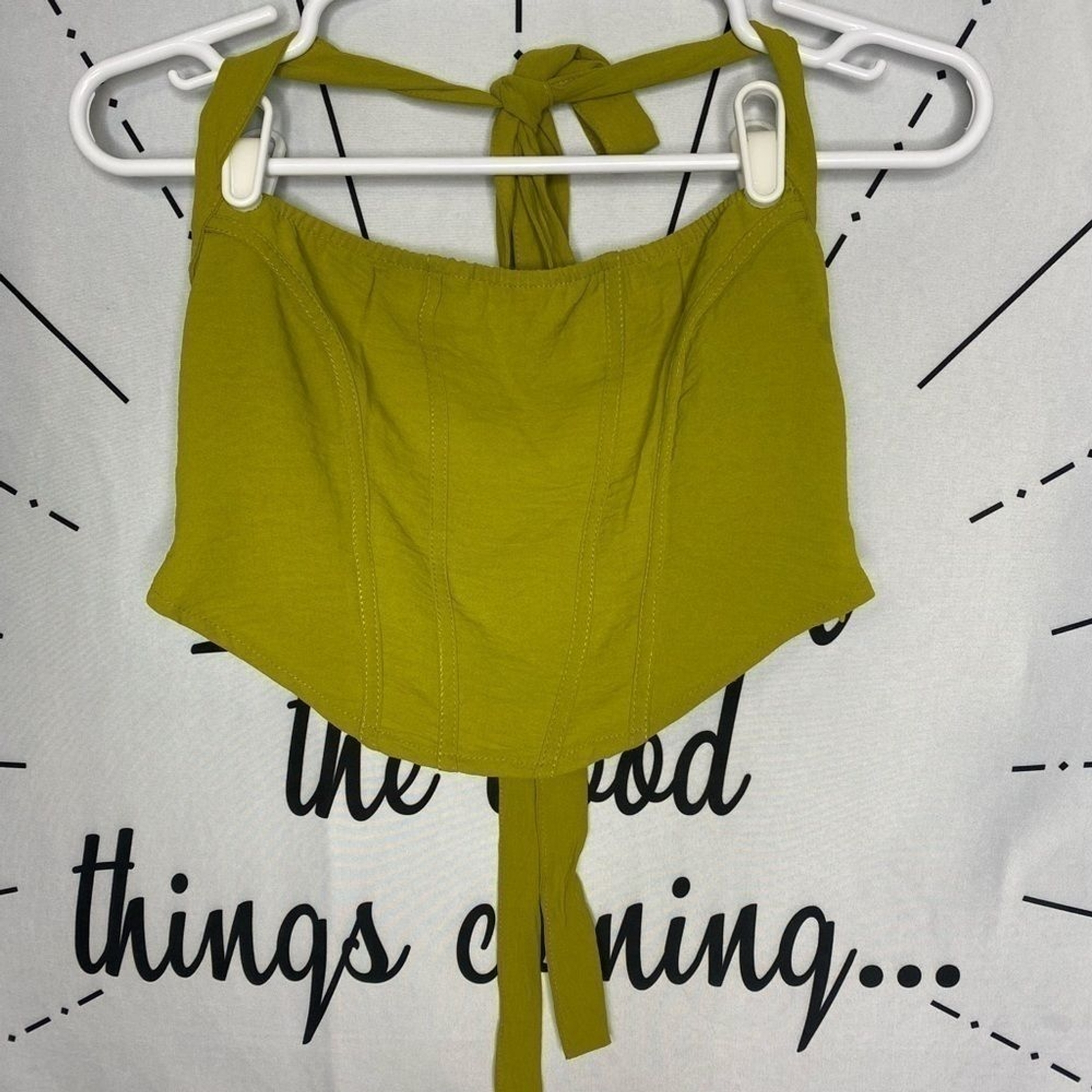 Pretty Little Thing Shape Lime Halter neck Tie Detail Corset eBay