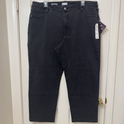 AVA & VIV Wash Black Denim Jeans High Rise 90s Straight Leg Women s Plus Size 24