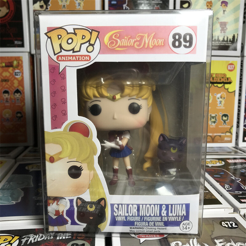 Figura Pop Sailor Moon &Amp; Luna #89 Glitter Go! Rígido Exclusivo Con Protector