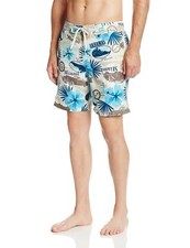 NWT Caribbean Joe Men Swim Beach Trunk Swimwear Surf Board Short Aqua Bahamas XL