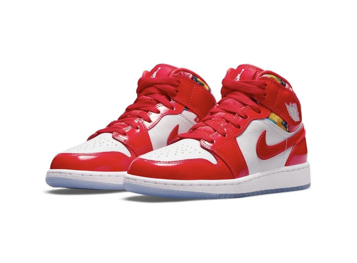 NEW Nike Air Jordan 1 Mid Barcelona Sweater Red Patent (Size GS 6.5)  AUTHENTIC | eBay