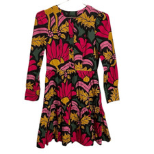 J. Crew Ratti Tiered Popover Dress Floral Size 00 Indie Bold Long Sleeve