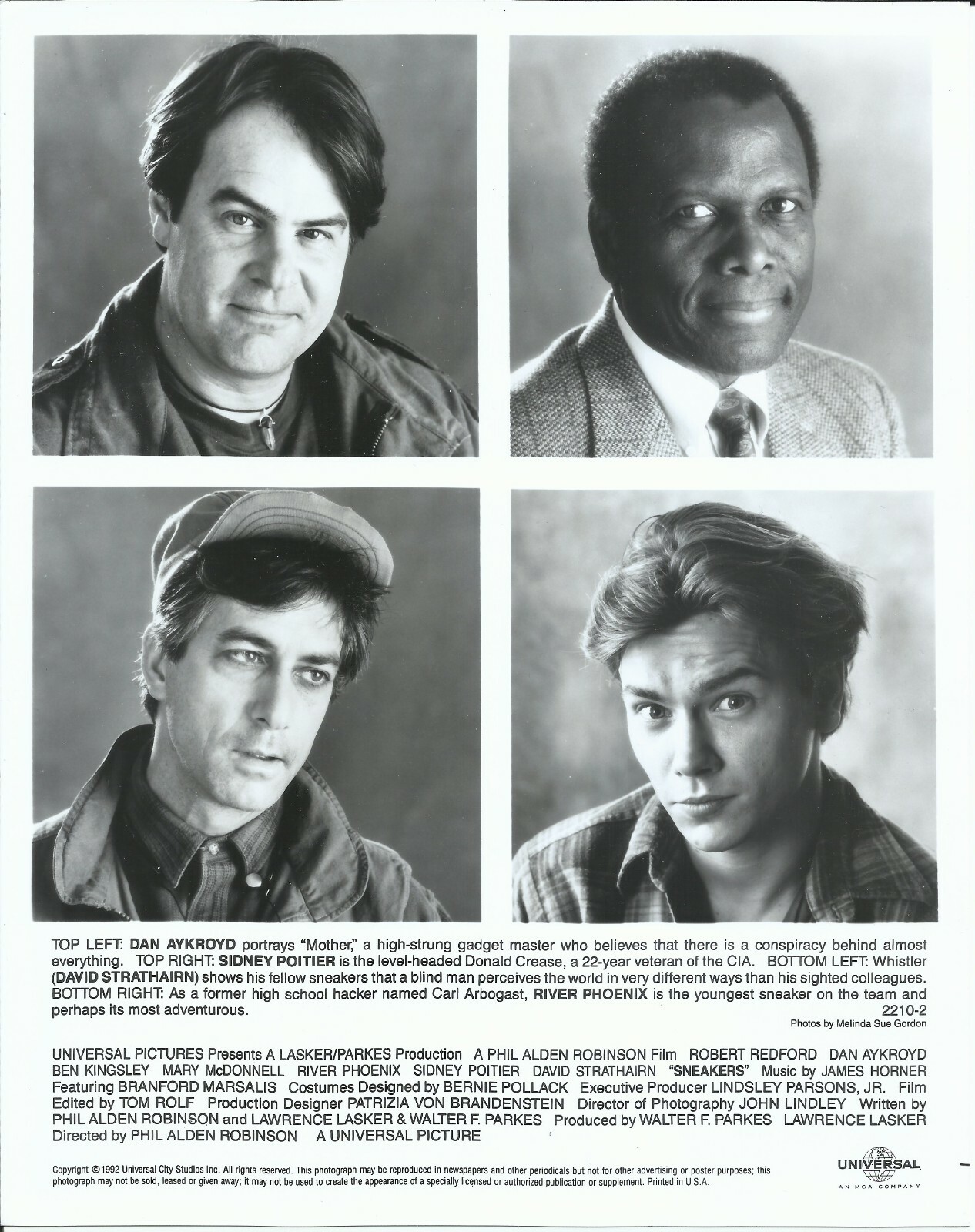 SNEAKERS Dan Aykroyd, Sidney Poitier, River Phoenix Original 8x10 Press Photo-image