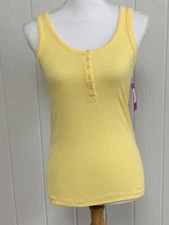 Ambrielle SZ Extra Small Yellow Ribbed Sleep Tank Button Front