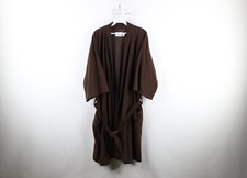 Vintage 60s Streetwear Mens OSFA Blank Velour Fleece Belted Bath Robe Brown USA