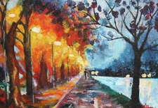 Vintage European oil painting impressionist landscape signed