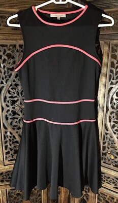 CASUAL COUTURE BY GREEN ENVELOPE BLACK WITH PINK OUTLINE TRIM SLEEVELESS  DRESS S | eBay