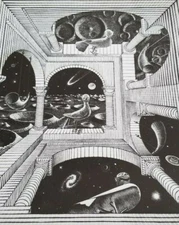 OTHER WORLD Nadir Horizon & Zenith on this Moon Simurgh Bird by M C Escher Print