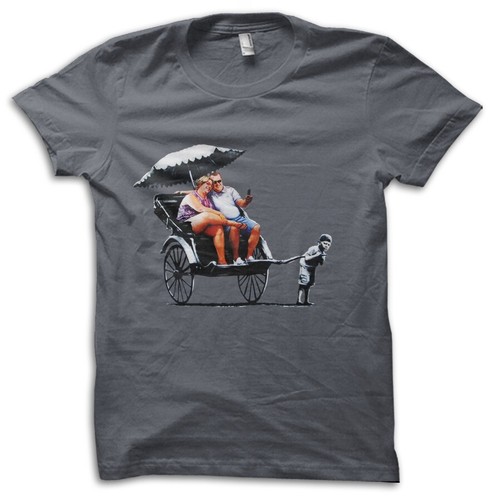 Banksy Rickshaw Kid Street Art Urban Graphic T-Shirt M5548 - Picture 6 of 6