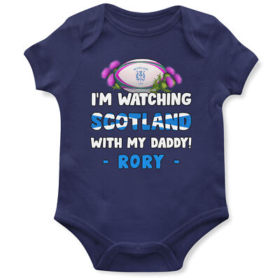 Individueller Rugby Strampler personalisiert Ich beobachte Schottland mit meinem Vater Jungen a...