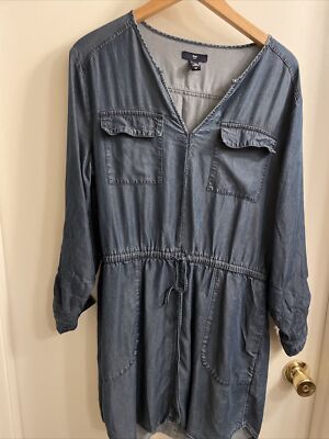 gap womens shirt dress Women's Linen-Blend Midi Shirtdress by Gap True Black Size S