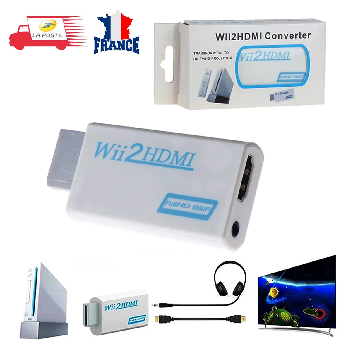 Convertisseur Wii vers HDMI pour Appareil Full HD, Adaptateur Wii