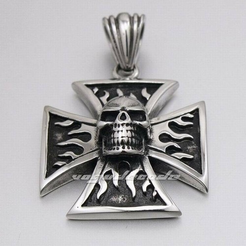 Colgante Calavera Llama Acero Inoxidable Motociclista Punk Joyería 6R002A Acero N 24" BZ - Imagen 2 de 10