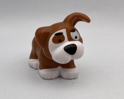 Fisher Price Little People Figure 2017 BROWN & WHITE PUPPY DOG House Blue Collar - Picture 2 of 3