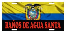 Ecuador Flag Baños de Agua Santa License Plate Ecuadorian Emblem Wave Version 