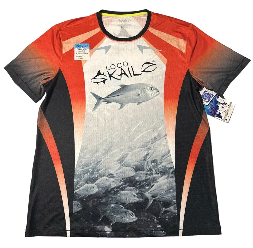 Loco Skailz Men's Savage Mesh Short Sleeve T-Shirt Tuna Swarm Size Medium