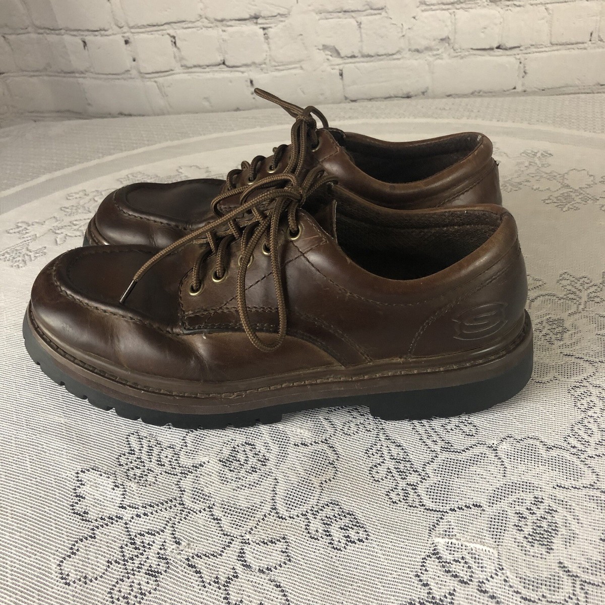 Skechers Men\'s Brown Leather Lace-Up Oxfords Skechers Mens Garza - Gervin 205046-CHOC Chocolate Lace Up Shoe main image 2
