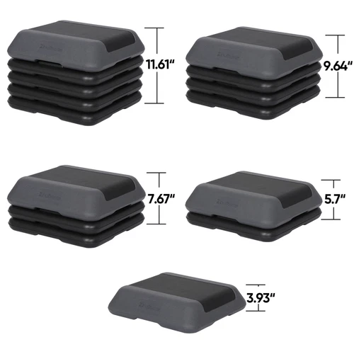 Adjustable Aerobic Step Platform Non-slip with 4 Risers Home Gym Grey/Green - Picture 3 of 21