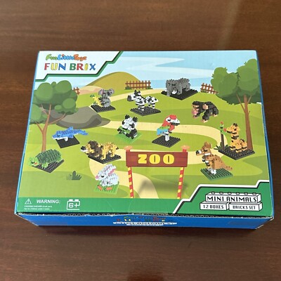 FUN LITTLE TOYS Mini Animals Building Blocks Sets 12 Total