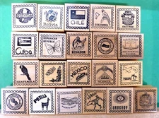 Country/Passport 21-Pc Assortment, Spanish-Speaking Countries - Wood Mounted