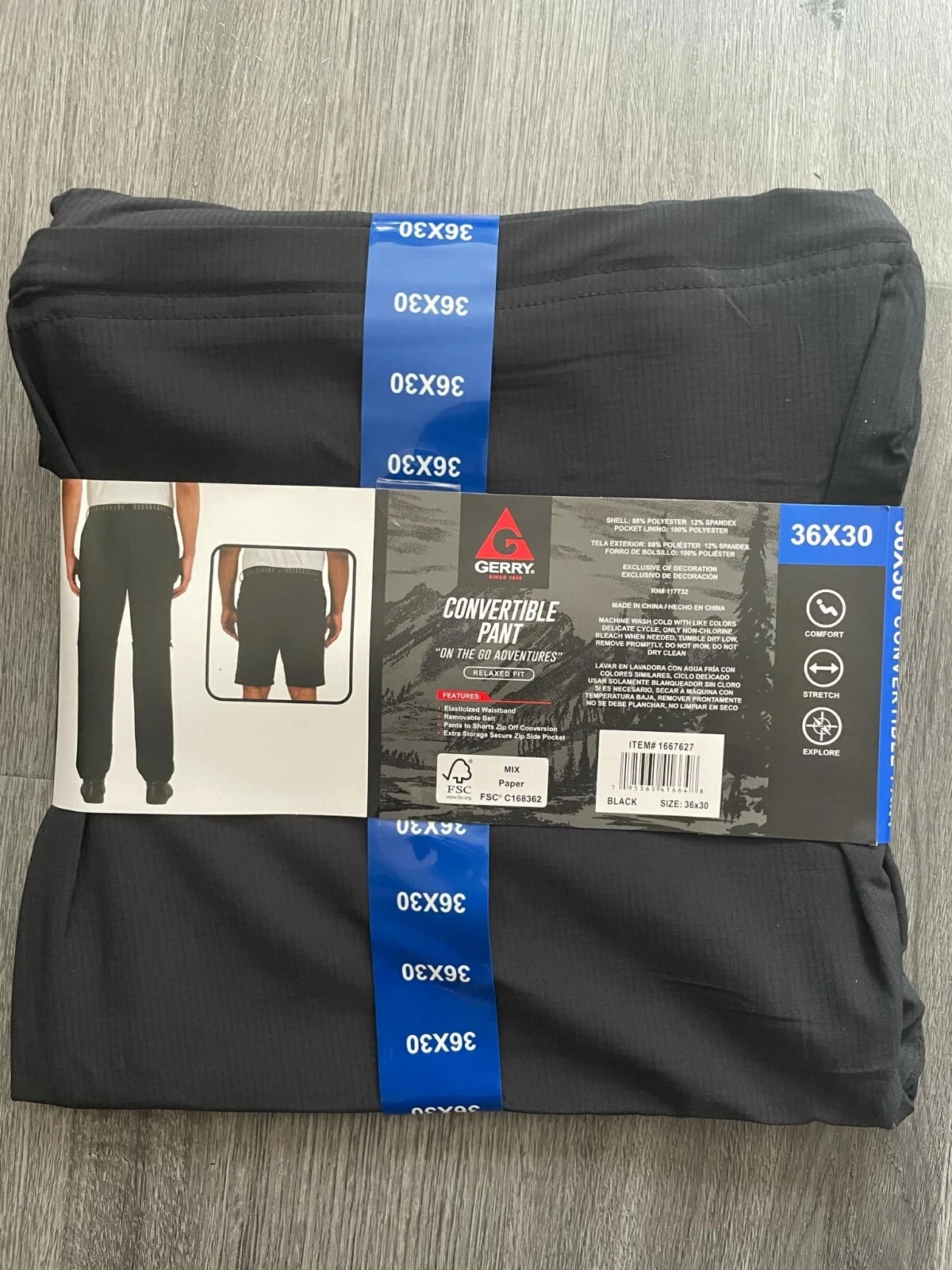 GERRY Mens Convertible Commuter Pants Relaxed Fit Black Belted Outdoor Hiking
Opens in a new window