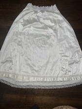 NWT SOLANGE Ivory Silky Nylon Midi Half Slip Skirt Elastic Lace Waistline 18/20