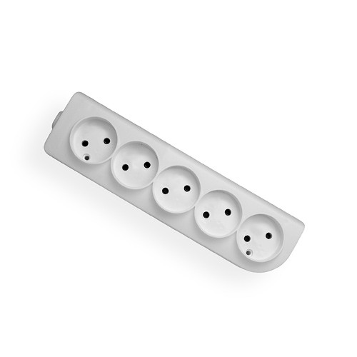 GN-5 PORTABLE SOCKET 5X B/U ROUND 16A WHITE