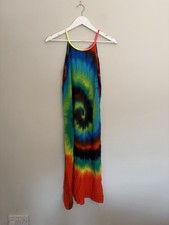 Tie Dye Neon Maxi Dress Festival Beach Holiday Cover Up Boho Rainbow