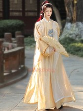 Asian Chinese Style Traditional Clothing Ming Dynasty Hanfu Men Robe Round Neck