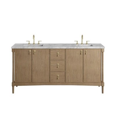 72'' James Martin Kinnsden D680-V72-WTO-3CAR Double Vanity Cabinet Carrara Top