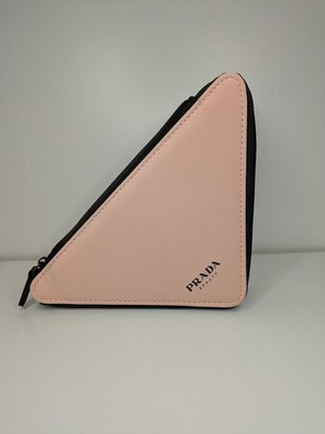 Prada Beauty Case Tasche Make-Up Reise Rosa Kulturbeutel Schwarz Dreieck 