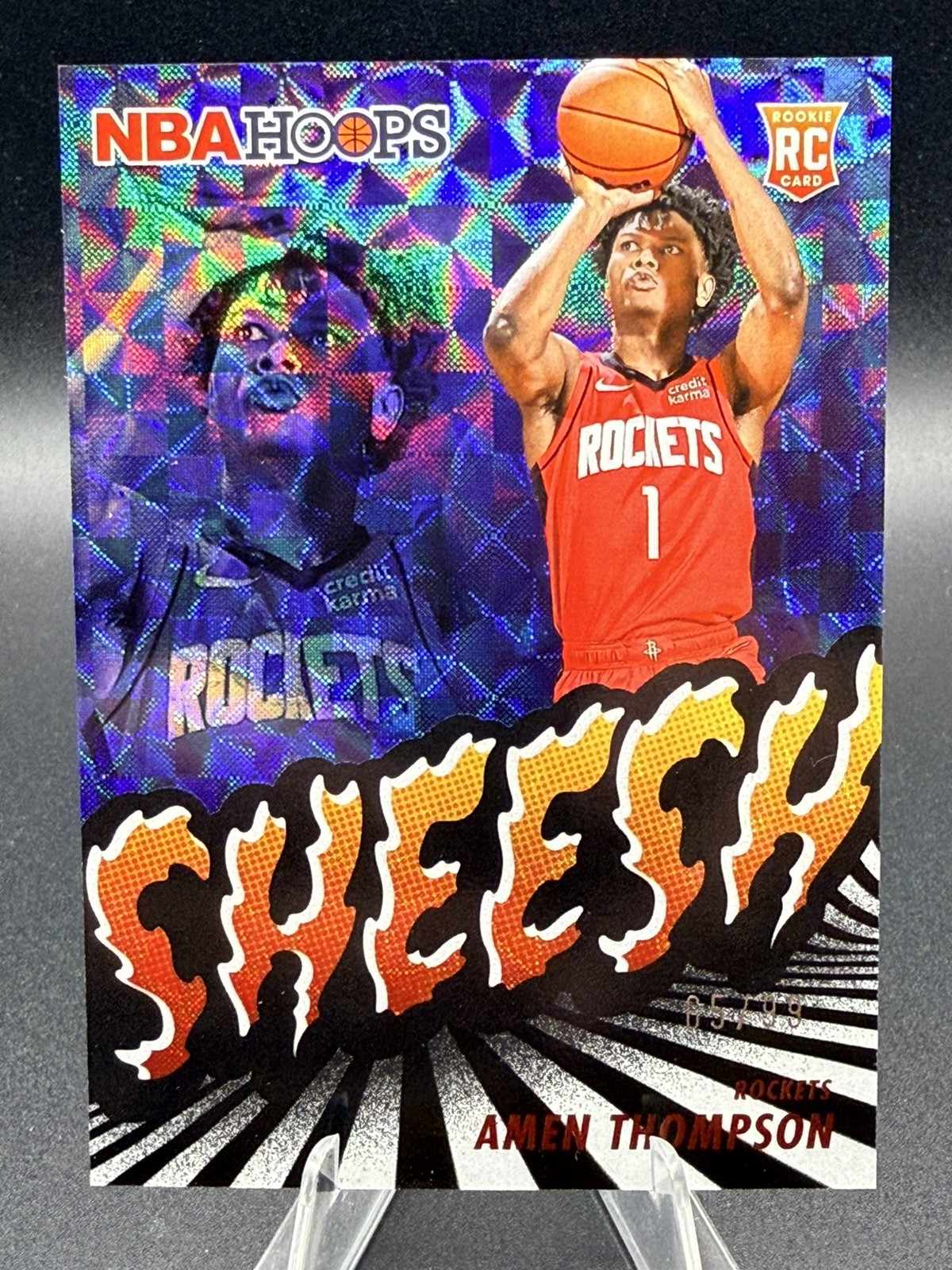 2023-24 Panini NBA Hoops - Sheesh Amen Thompson #16 Hyper Red /99 (RC)