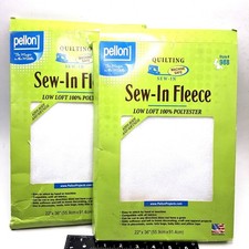 Pellon 988 Sew-In Fleece Lot 2 White Low Loft 100 Polyester 22x36 Quilting