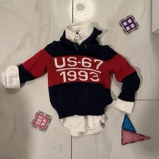 2 items Polo Ralph Lauren Boys 3T Hooded Toggle Pullover Sweater Logo Colorblock