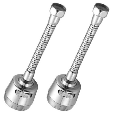  2 Sets drehbarer Wasserhahn-Verlängerer aus Edelstahl, spritzwassergeschützt,