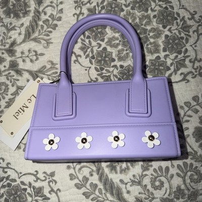 Purple Daisy Flower Bag with Gold Chain Shoulder Strap