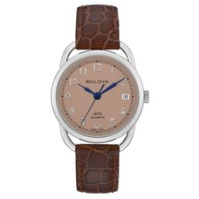 Bulova Women's Commodore Date Indicator Brown Automatic Watch 34MM 96M154