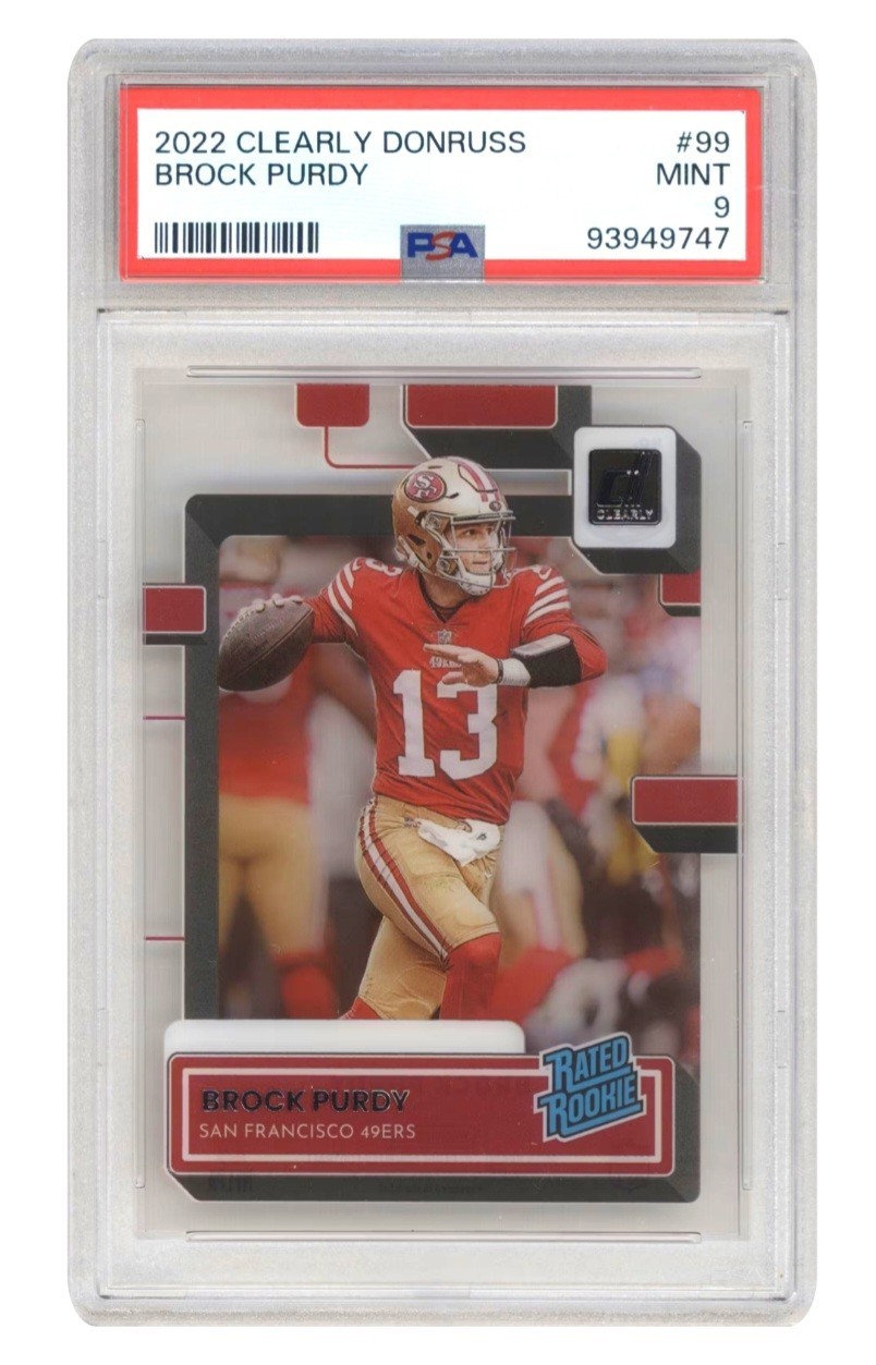 Brock Purdy PSA 9 Rookie 2022 Panini Clearly Donruss #99 Rated Rookie RC 49ers