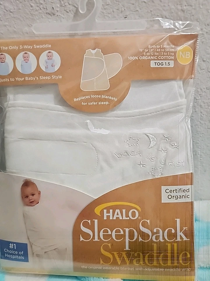 Halo SleepSack Swaddle 100% Organic Cotton NB 6-12 LBS TOG 1.5 - Image 2 of 3