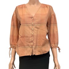 Madewell XXS Morningview tie sleeve button front v neck blouse top TB 2789