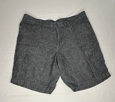 Marc Anthony Gray Herringbone Chino Shorts Linen Spandex Stretch Flat Front