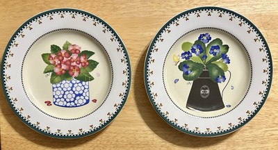 Claire Murray Sakura Potted Primrose Side Plates African Violets Set Of 2